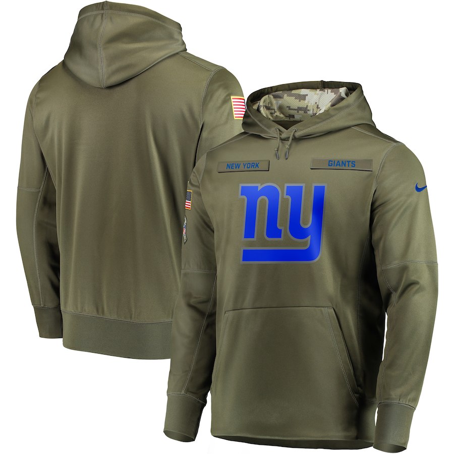 Men New York Giants Nike Olive Salute To Service KO Performance Hoodie Green->new york giants->NFL Jersey